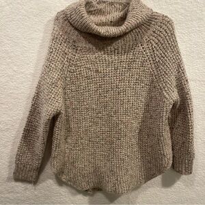 Free People Cream Cowl Neck Chunky Knit Sweater